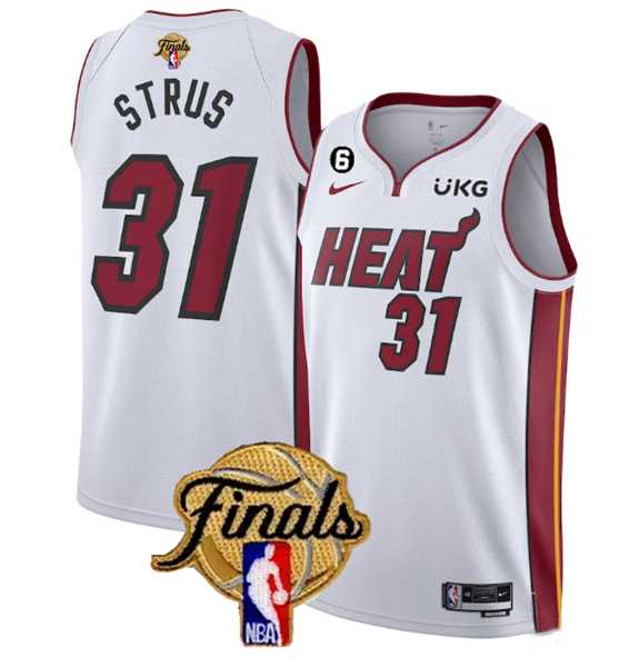 Men's Miami Heat #31 Max Strus White 2023 Finals Association Edition With NO.6 Patch Stitched Basketball Jersey,We sell and wholesale Men's Miami Heat #31 Max Strus White 2023 Finals Association Edition With NO.6 Patch Stitched Basketball Jersey on line form chian!
